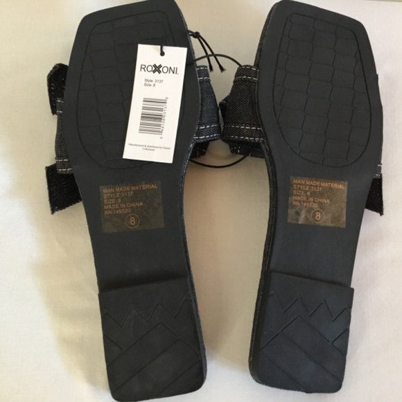 Women’s Open Toe Denim Slip On Slide Flat Sandals - Picture 7 of 7